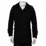 Fashion Winter Men Jackets Black Grey Faux Wool Trench Men Cardigan Business Clothes Slim Fit Belted