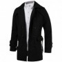 Fashion Winter Men Jackets Black Grey Faux Wool Trench Men Cardigan Business Clothes Slim Fit Belted