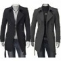 Fashion Winter Men Jackets Black Grey Faux Wool Trench Men Cardigan Business Clothes Slim Fit Belted