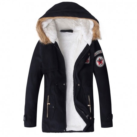 2019 Warm Winter Mens Jacket Coat Velvet Hooded Fleece Fashion Tactical Coats Parkas Jackets Outwear Clothes 4XL Man Clothin