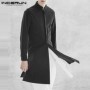 INCERUN Fashion Cardigan Mens Jackets Long Stand Collar Coats Jackets Button Up Trench Overcoats Men