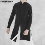 INCERUN Fashion Cardigan Mens Jackets Long Stand Collar Coats Jackets Button Up Trench Overcoats Men