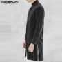 INCERUN Fashion Cardigan Mens Jackets Long Stand Collar Coats Jackets Button Up Trench Overcoats Men