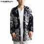 INCERUN Chinese Style Men Trench Coat Pockets Long Sleeve Cotton Printed Thin Outerwear Ethnic Men C