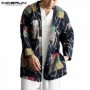 INCERUN Chinese Style Men Trench Coat Pockets Long Sleeve Cotton Printed Thin Outerwear Ethnic Men C