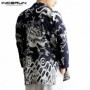 INCERUN Chinese Style Men Trench Coat Pockets Long Sleeve Cotton Printed Thin Outerwear Ethnic Men C