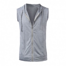 2019 Men Casual Slim Fit Basic Hooded Jacket Sleeveless Hoodie Vest Waistcoat Zipper Hoodies Sweatsh