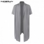 Streetwear Summer Long Jacket Men Trench Cloak Outwear Shirts HipHop Punk Thin Long Trench Cardigan 