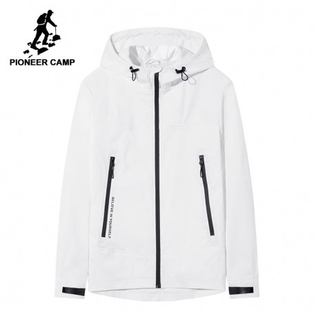 Pioneer camp New white black mens jacket coat fashion hooded spring jacket for men quality printed o