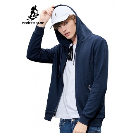 Pioneer camp new simple hooded jacket men brand clothing letter embroidered jacket coat male quality